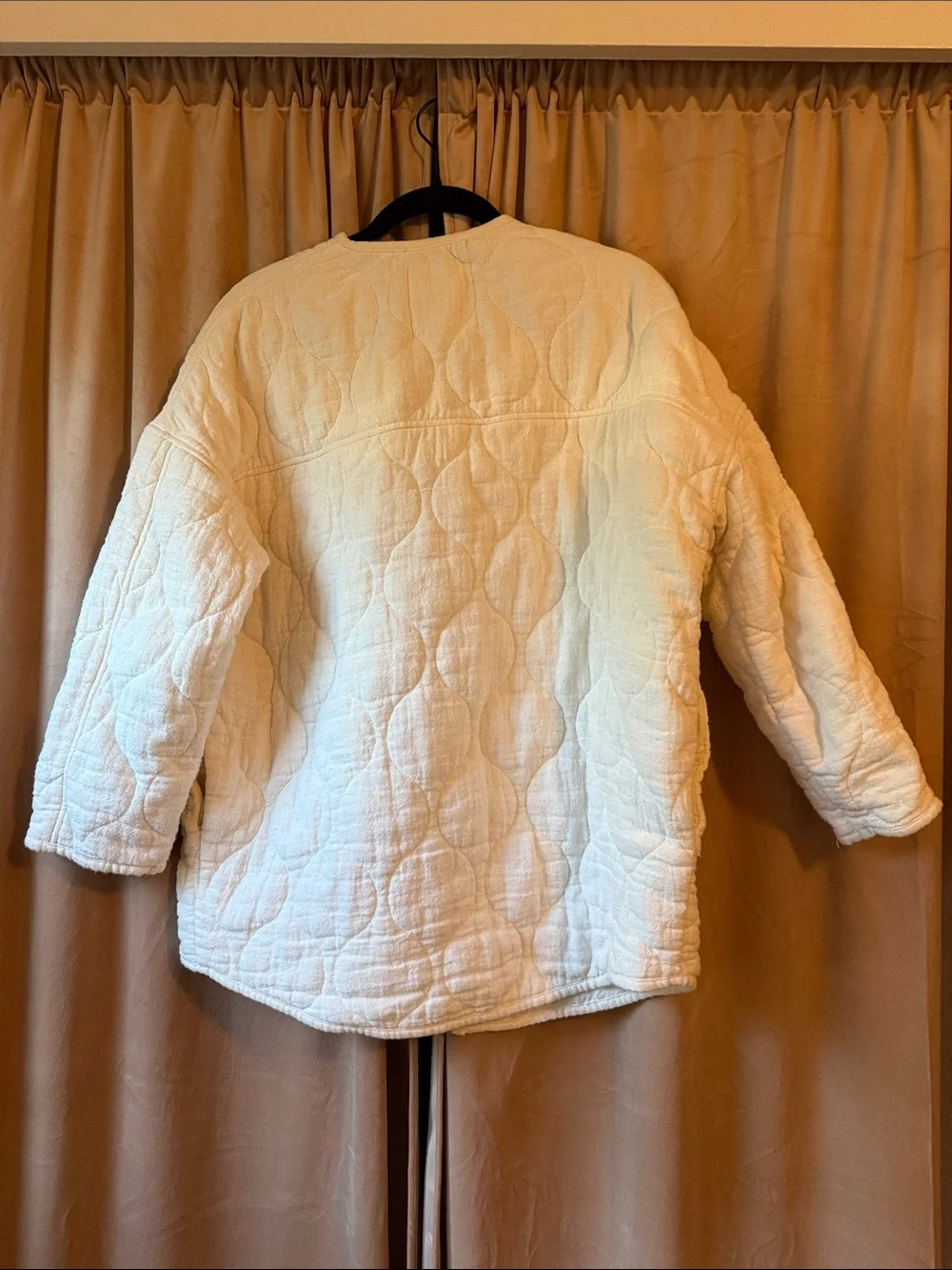 Zara Cream Quilted Button-Front Jacket - Picture 2 of 3